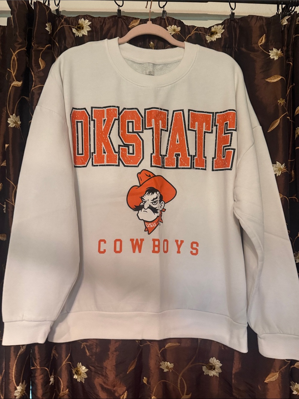 OSU Cowboys White & Orange Crewneck Sweatshirt